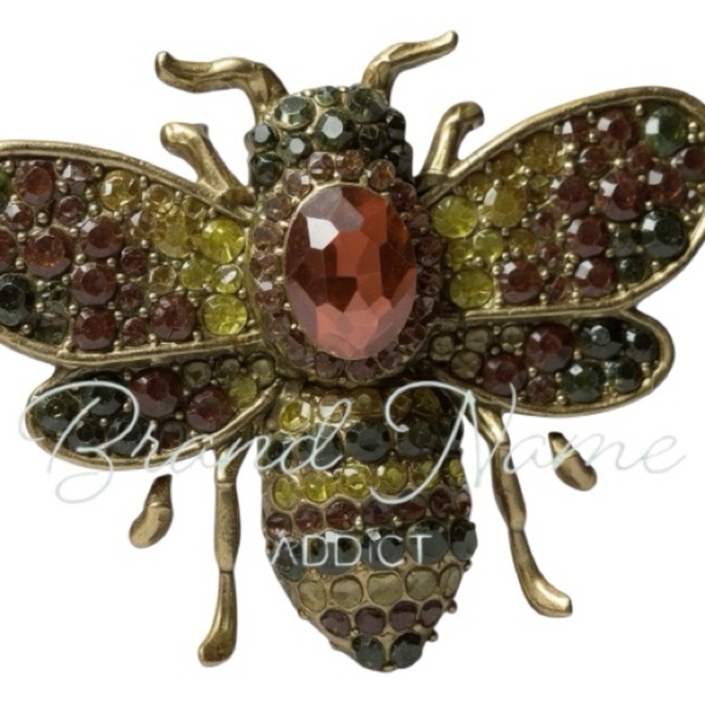 PRICE IS FIRM - Rose Gold and Multicolor Crystal Rhinestone Bee Brooch - Picture 3 of 5